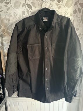 Men's Black Lightweight Button-Up Shirt Jacket - Durable Everyday Layer